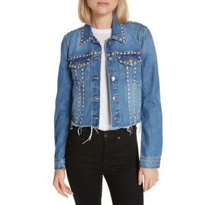 Veronica Beard Cara‎ Studded Jean Jacket Rhinstones